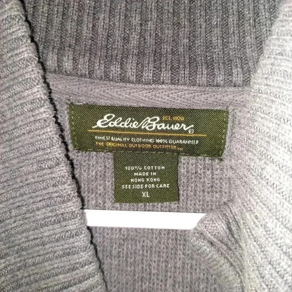 Eddie Bauer Heavy Cotton 1/4 Zip Sweater GRAY Size XL - Picture 5 of 5